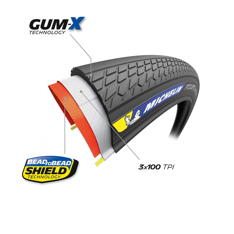 Load image into Gallery viewer, Michelin Power Adventure Classic TS TLR, Gravel Tire, 700x42C, Folding, Tubeless Ready, GUM-X, GUM-X, 3x100TPI, Tanwall

