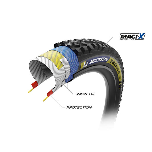 Michelin WILD ENDURO REAR RACING LINE, Mountain Tire, 29''x2.40, Folding, Tubeless Ready, MAGI-X, Black