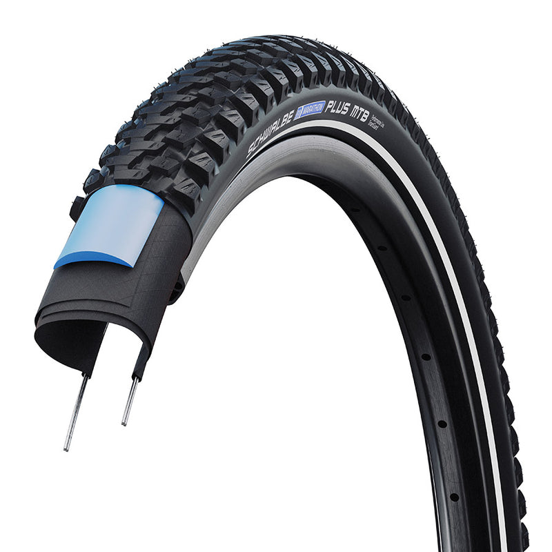 Load image into Gallery viewer, Schwalbe Marathon Plus MTB Hybrid Tire, 29"x2.25, Wire, Clincher, Addix, SmartGuard, TwinSkin, Reflex, 67TPI, Black
