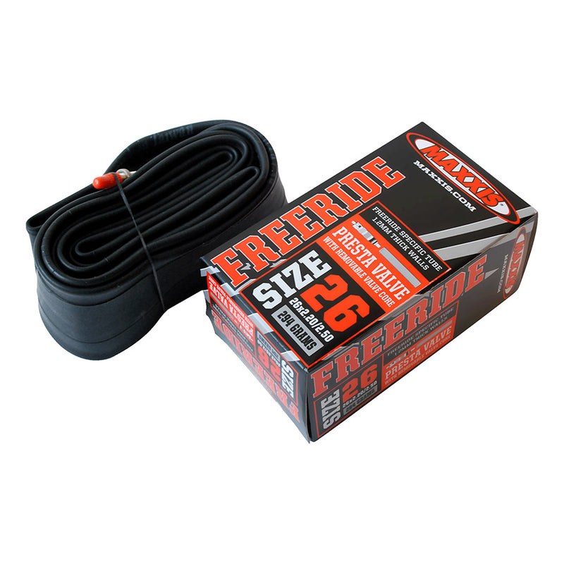 Load image into Gallery viewer, Maxxis Freeride Tubes 26" Presta Valve 48mm Puncture Resistant, 1.2mm Thickness, Durable Bicycle Inner Tubes (2-Pack)
