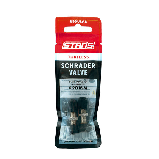 Stan's Tubeless Universal Valve Stems - Brass, Regular, Schrader, Pair