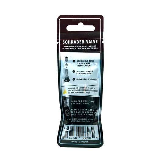 Stan's Tubeless Universal Valve Stems - Brass, Regular, Schrader, Pair