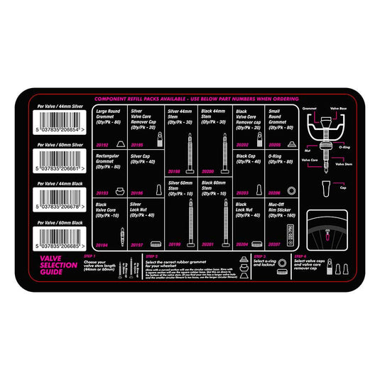 Muc-Off Workshop-Tubeless Valve Kit Box, Black/Silver