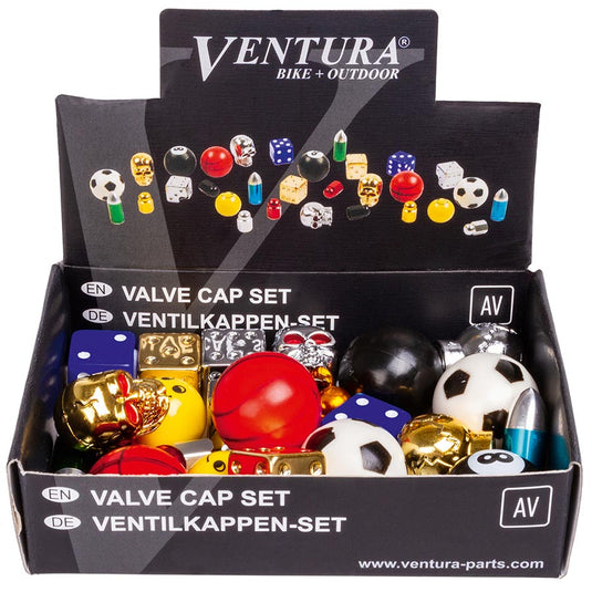 Ventura Valve Cap Bulk 15 designs, 2 of each, For Schrader, Kit