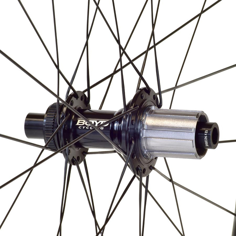 Load image into Gallery viewer, Boyd Cycling Jocassee Wheel Rear, 700C / 622, Holes: 28, 12mm TA, 142mm, Disc, Shimano HG 11
