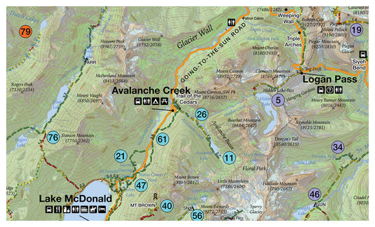 Hike 734 Rockies: Day Hikes Map Guide for Glacier National Park by Jake Bramante