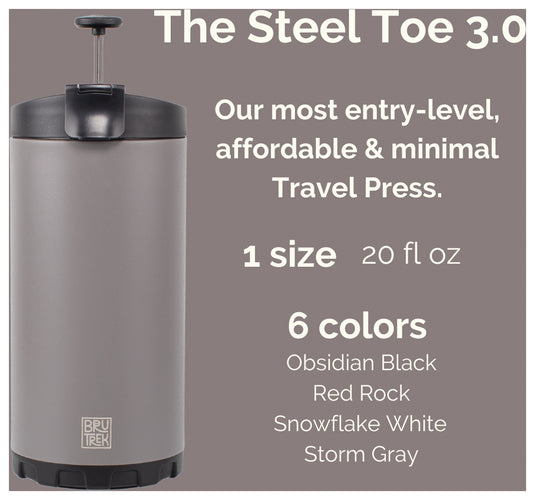 Planetary Designs Steel Toe Travel Press in Black - Your Perfect Portable Coffee Companion