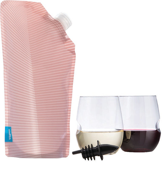Vapur Wandervino Portable Wine Kit - Enjoy Wine Anywhere with Maroon Cups & Mugs