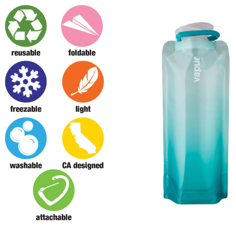Load image into Gallery viewer, Vapur 1L Gradient Malibu Teal Collapsible Water Bottle
