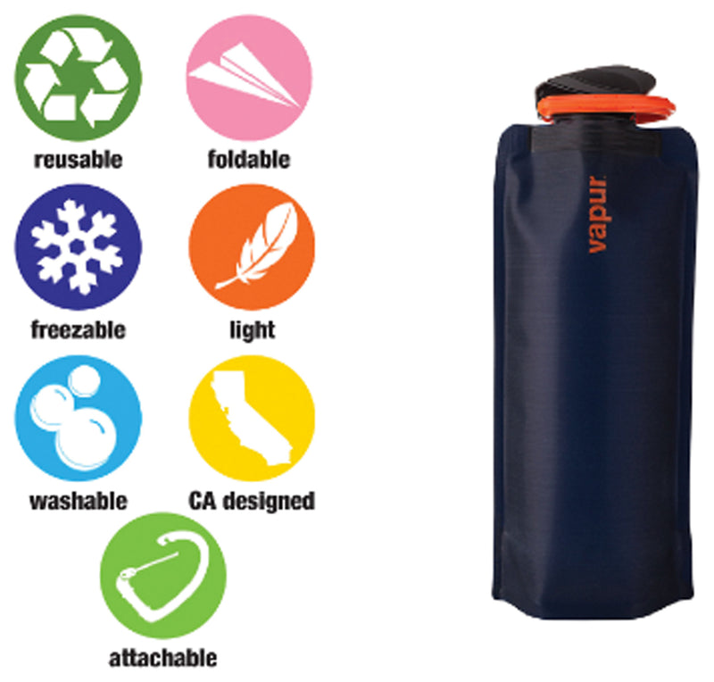 Load image into Gallery viewer, Vapur 1L Eclipse Night Blue: Collapsible Water Bottle for On-the-Go Hydration

