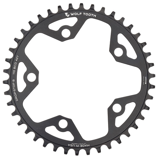 Wolf Tooth Chainring 42t 130 BCD 5-Bolt 10/11/12-Spd Alloy Blk Road Cyclocros