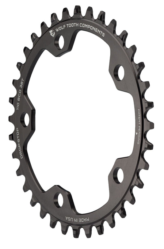 Premium Wolf Tooth Alloy Cyclocross & Road Bike Chainrings – 34t to 46t, 110 BCD, Drop-Stop Tech, 10/11/12-Speed Compatibility