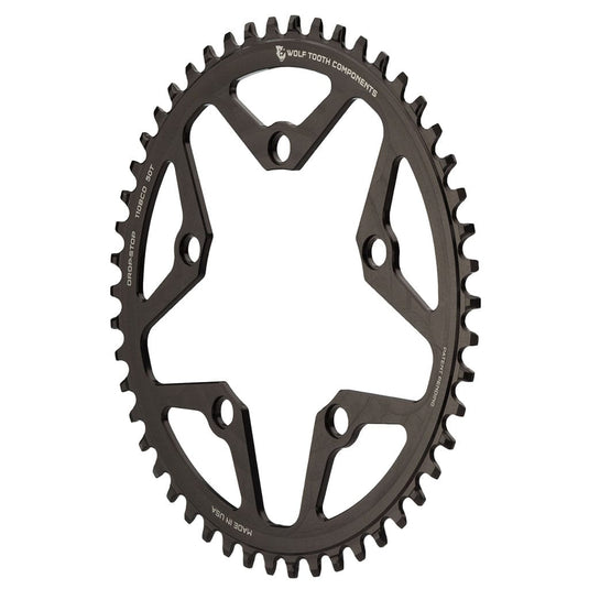 Wolf Tooth 110 BCD Gravel, Cyclocross, Road Chainring 42T - 7075-T6 Aluminum Drop-Stop ST Wide/Narrow Technology for Shimano HG+ & KMC 12-Speed, Black
