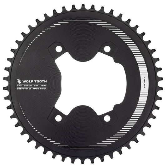 Wolf Tooth Aero 110 Asymmetric 52t Chainring for Shimano GRX 800 Series | CNC Machined Aluminum, Drop-Stop ST, 12-Speed Hyperglide+ Compatible, Lightweight Race-Performance Bicycle Components with Wide/Narrow Tooth Profile