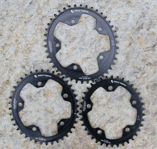 Wolf Tooth 38T Drop-Stop Elliptical Chainring 110 BCD 5-Bolt Aluminum for 10 - 11 - 12-Speed Eagle, Mud-Shedding, Chain Retention, Lightweight Durable Engineering