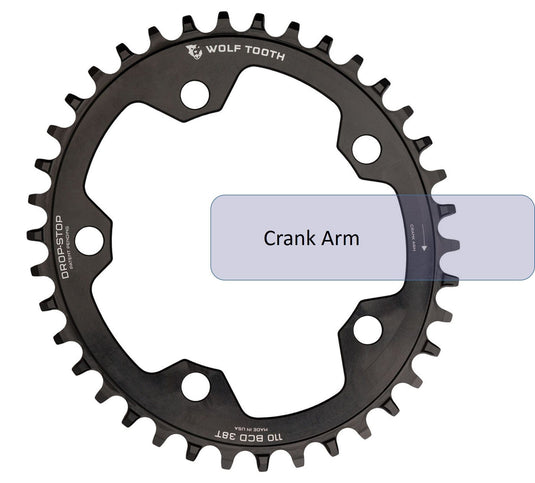 Wolf Tooth 40T Drop-Stop Elliptical Chainring for 11-Speed 110 BCD, Aluminum 7075-T6, MTB & Gravel Bike, Chain Retention & Mud Shedding