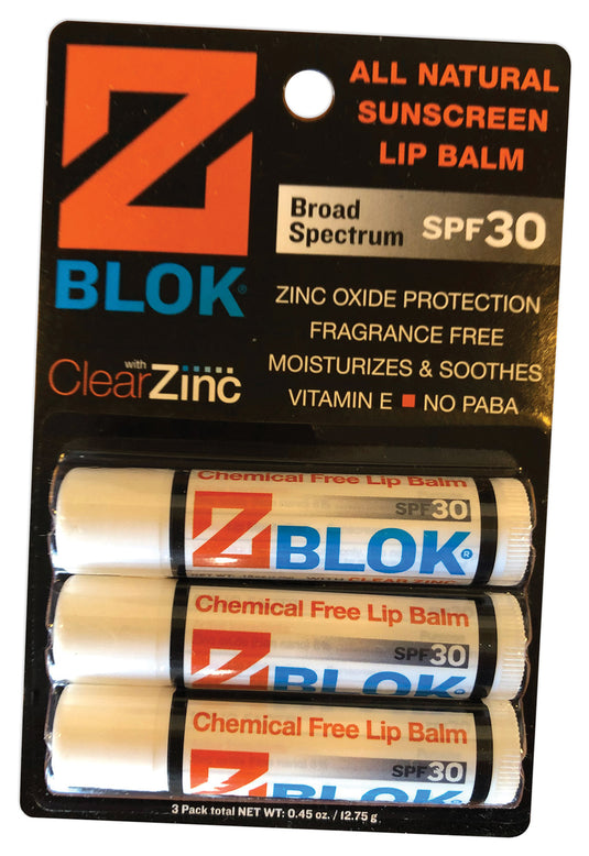 Z Blok Lip Balm SPF30 3-Pack Ultra Hydrating, Sun Protection, Natural Ingredients