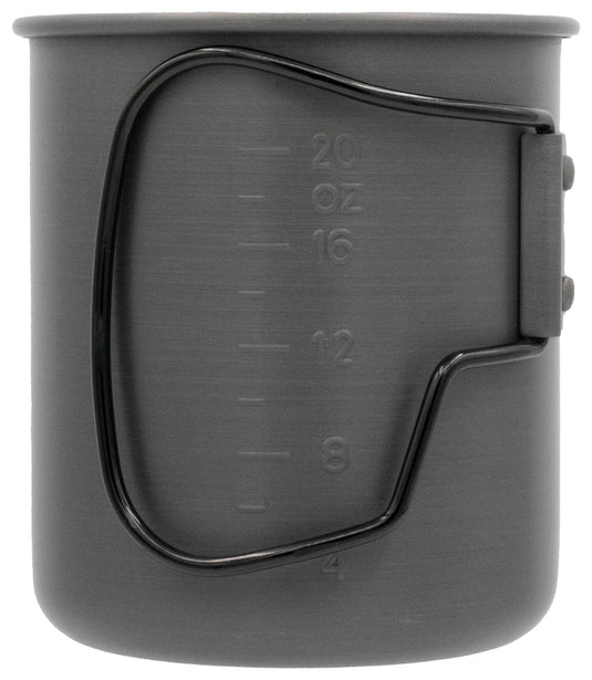 Olicamp Space Saver Mug with Grip - Black Hard Anodized for Ultimate Durability