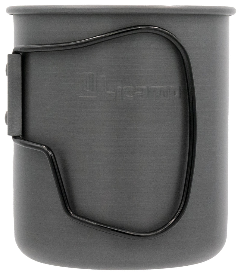 Load image into Gallery viewer, Olicamp Space Saver Mug with Grip - Black Hard Anodized for Ultimate Durability
