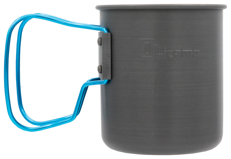 Load image into Gallery viewer, Olicamp Space Saver Mug with Grip - Blue Hard Anodized Cup for Ultimate Convenience
