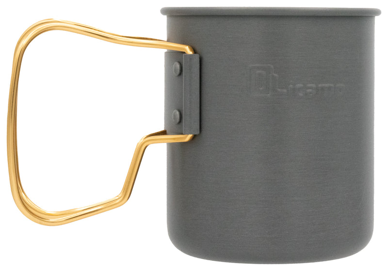 Load image into Gallery viewer, Olicamp Space Saver Mug with Grip - Gold Hard Anodized Travel Mug for Outdoor Adventures
