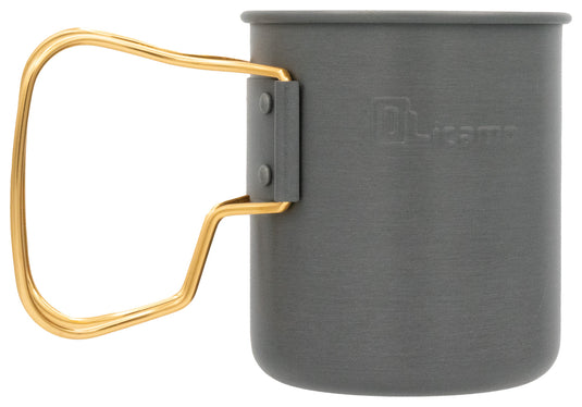 Olicamp Space Saver Mug with Grip - Gold Hard Anodized Travel Mug for Outdoor Adventures