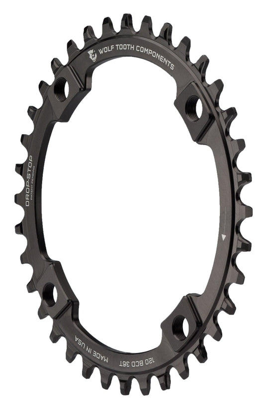 Wolf Tooth Drop Stop Chainring 36t 120 BCD 120 BCD Aluminum Black MTB Road