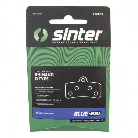 Sinter Blue s530 Compound Organic Disc Brake Pads - Shimano D Type, Sinter Type 003, One Pair
