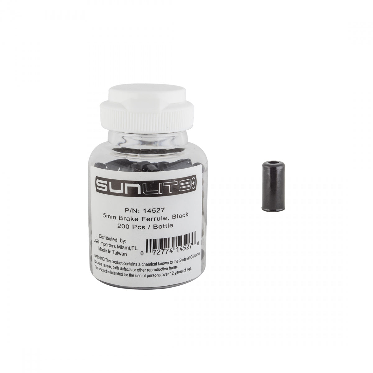 Sunlite 5mm Brake Cable Ferrules - Black, Durable Steel Construction ...