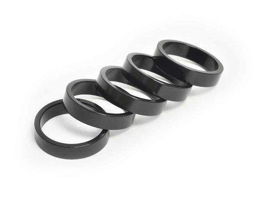 Wheels Manufacturing Headset Spacer, 1-1/8'', Height: 7.5mm, Aluminum, Black, 5pcs
