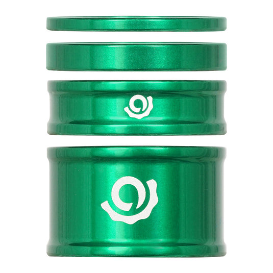 Industry Nine iRiX Headset Spacer Kit, 1-1/8'', Height: 2.5mm/5mm/10mm/20mm, Aluminum, Green