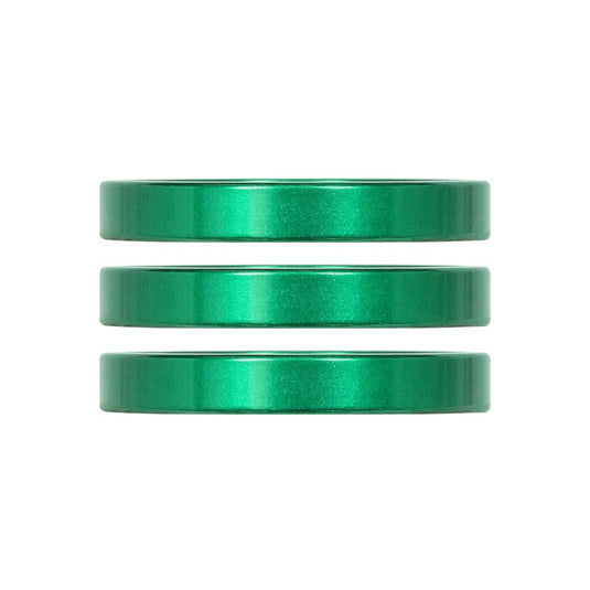 Industry Nine iRiX Headset Spacer, 1-1/8'', Height: 5mm, Aluminum, Green, 3pcs