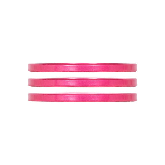Industry Nine iRiX Headset Spacer, 1-1/8'', Height: 2.5mm, Aluminum, Pink, 3pcs