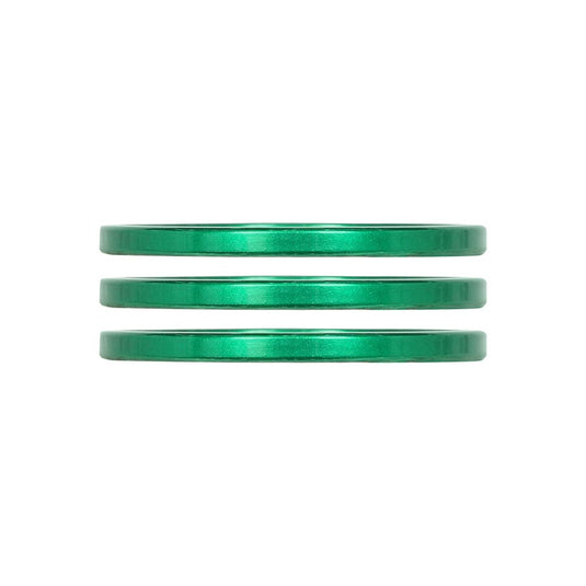 Industry Nine iRiX Headset Spacer, 1-1/8'', Height: 2.5mm, Aluminum, Green, 3pcs