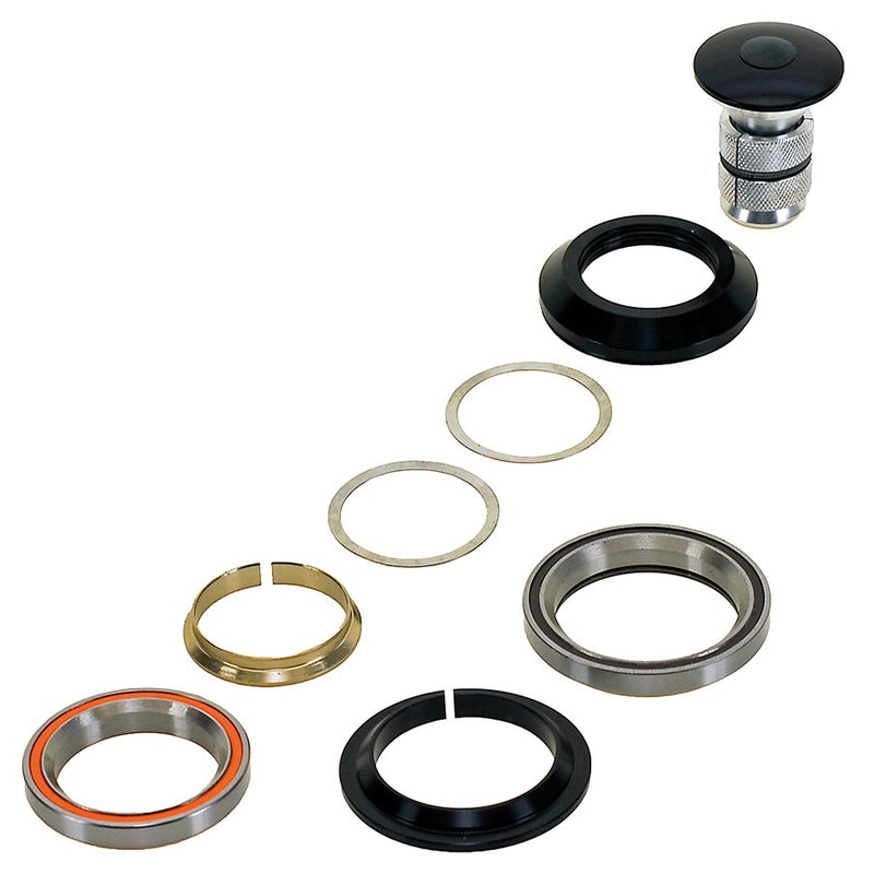 Load image into Gallery viewer, Neco Neco 1 1/8" - 1 1/4" Ahead, Headset, : IS42/28.6 | IS47/33, Integrated, Complete, Black
