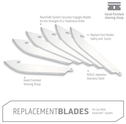 Outdoor Edge 3" Drop-point Replacement Blades - Pack of 6