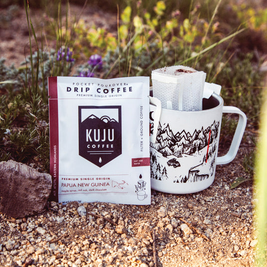 Kuju Coffee Pockets: Sumatra Camp Beverages - Convenient Pocket Pourover for Delicious Coffee on the Go Pack of  6