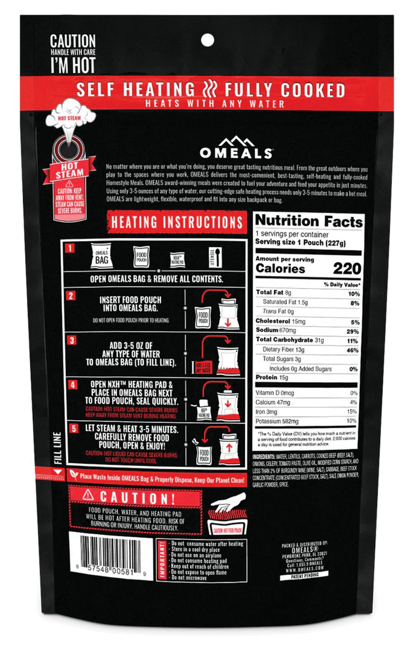 Load image into Gallery viewer, Omeals Homestyle Lentils with Beef - Ready-to-Eat Dinner Meals
