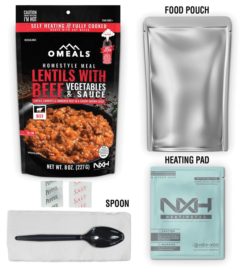 Load image into Gallery viewer, Omeals Homestyle Lentils with Beef - Ready-to-Eat Dinner Meals
