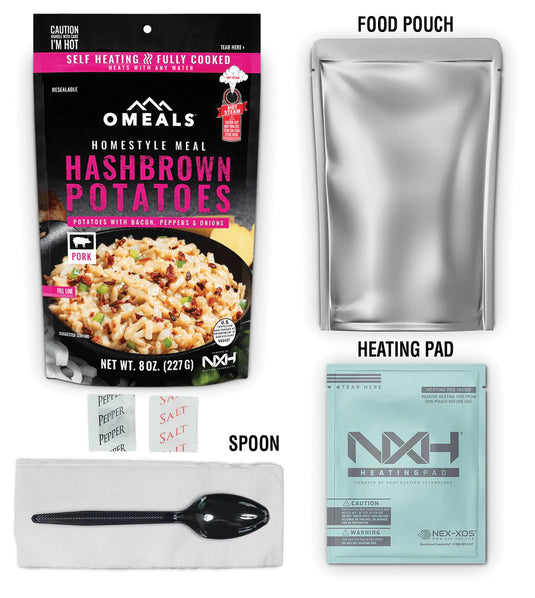 Omeals Homestyle Breakfast: Hashbrown Potato and Bacon Meal