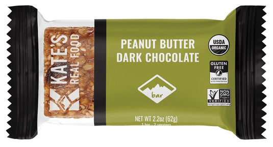 Kate's Real Food Peanut Butter Dark Chocolate Energy Bars - Delicious and Nutritious Snack for On-the-Go! Pack of  12