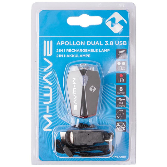 M-Wave Apollon Dual 3.8 USB Light, Dual Sided, Black