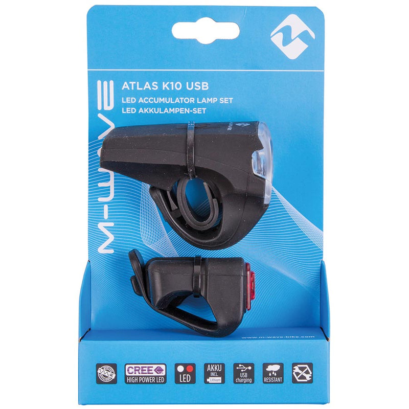 Load image into Gallery viewer, M-Wave Atlas K10 USB Light Set, Black
