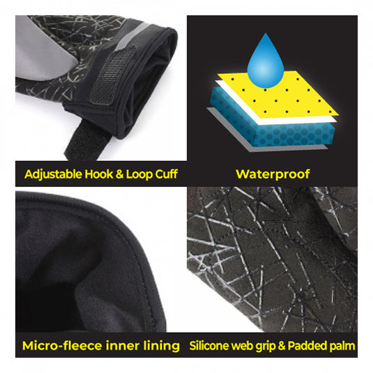 Proviz Reflect360 Waterproof Cycling Gloves Black/Grey LG Unisex Full Finger