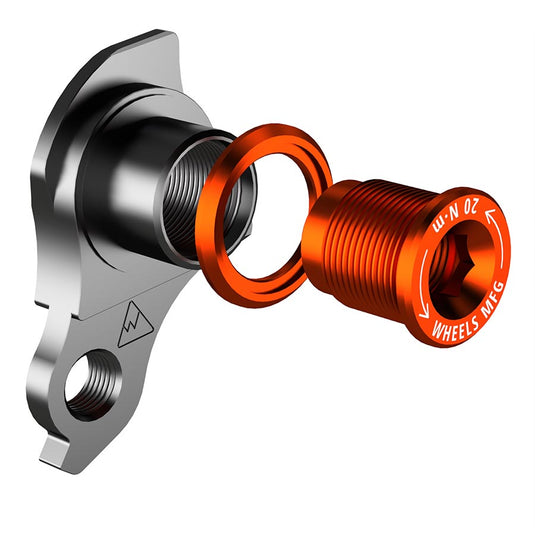 Wheels Manufacturing Universal Derailleur Hanger - 404-3, For Frames designed to accept SRAM UDH, Black/Orange