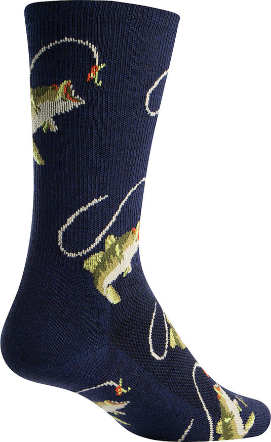 Stay Warm and Stylish with Sockguy Wool Crew Sock Fish-on 6" - Size Sm/md