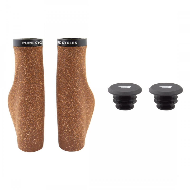 Load image into Gallery viewer, Pure Cycles Locking Cork Grip Set Lock On Cork 128mm
