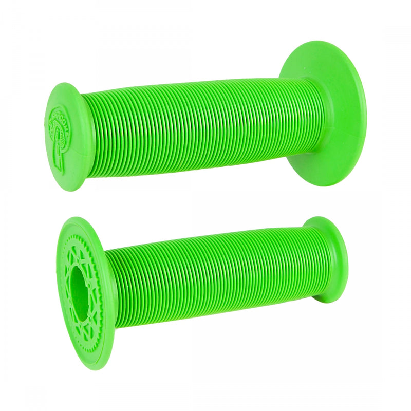 Load image into Gallery viewer, ODI Mushroom Single Ply Grips w/ Flange Lime Green 120mm

