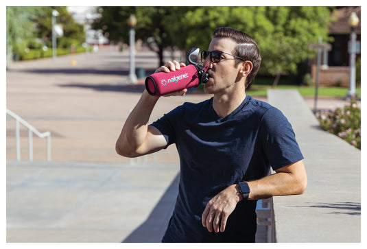 Nalgene 24oz OTF Bottle Sleeve in Red Bud - Stay Hydrated in Style!