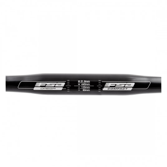 FSA Omega Compact Drop Handlebar Drop Bend Style Aluminum 31.8mm 44cm Black